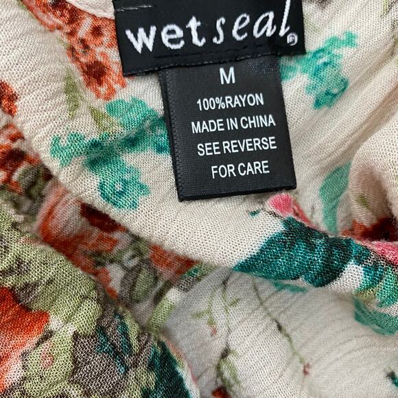 Wet Seal Floral Romper Shorts Spaghetti Strap Pantsuit Cream Red Womens Size Med - Picture 10 of 12